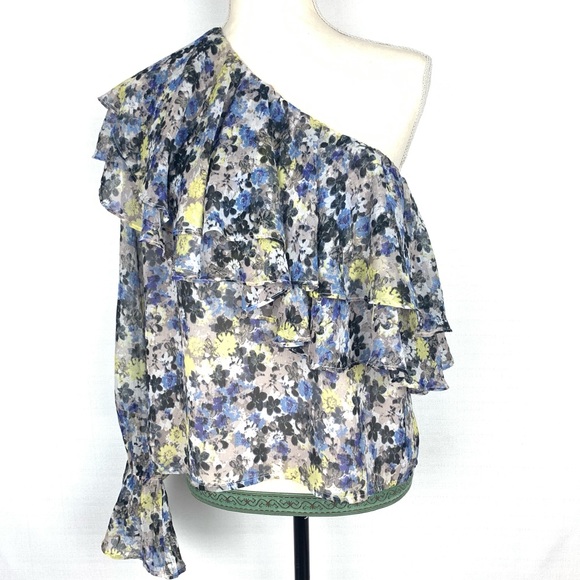 NWT Lucky Brand one shoulder floral blouse - Picture 2 of 7